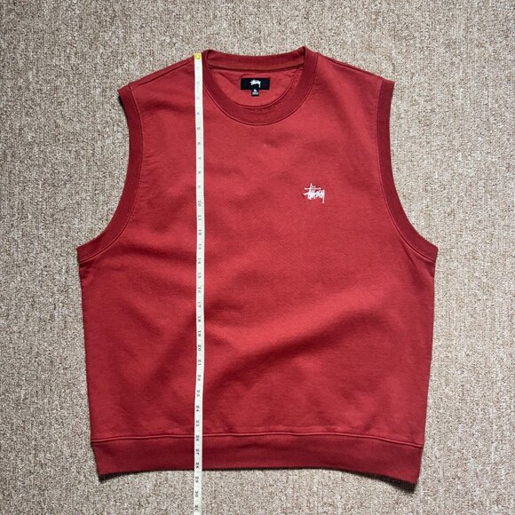 Stussy Fleece Vest Stock Logo Washed Burgundy EUC Mens XL - Picture 7 of 9